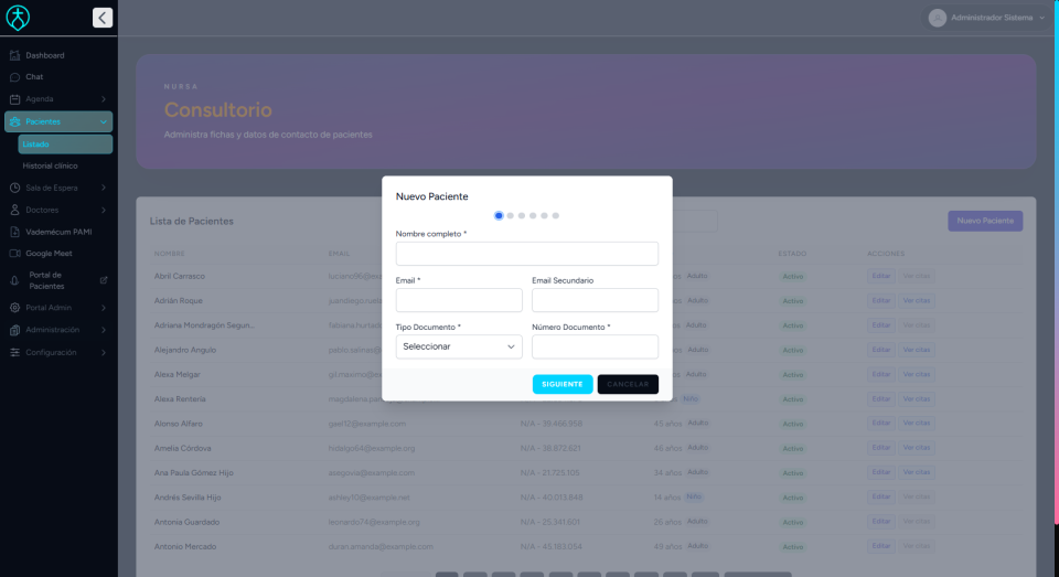 Crear nuevo paciente